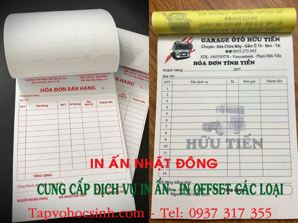 in hoá đơn bán lẻ 2 liên
