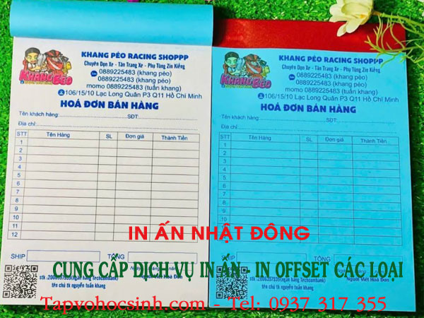 giá in hoá đơn bán lẻ 2 liên
