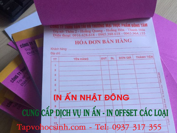 Báo giá in hóa đơn bán lẻ theo yêu cầu chi tiết mới nhất 2026 cho 100+ ngành nghề tại DN In Nhật Đông 3 bao-gia-in-hoa-don-ban-le